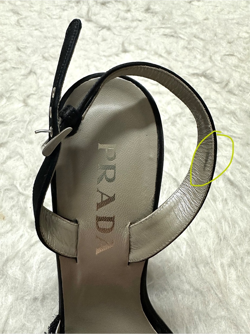 Prada Black Textured Front Strap Ankle-Strap Heels - Picture 8 of 10